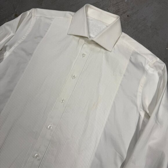 MD Bespoke Tuxedo Shirt White Dress Shirt Custom French Cuff Cotton 16 1/2 Large - Picture 2 of 7